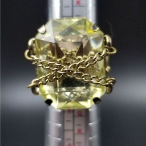 Green mist topaz baguette in chains ring size adjustable stretch. R123